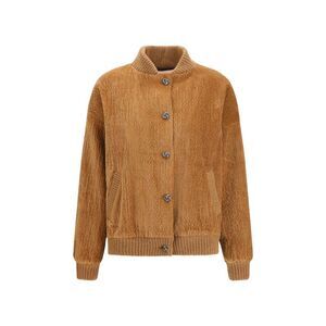 Kristina Ti Women Corduroy Jacket With Embellished Button Closure